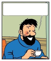 Haddock drinking Coffee Meme Template