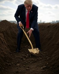 Donald Trump First Law of Holes - shovel Meme Template