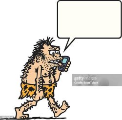 neanderthal on phone Meme Template