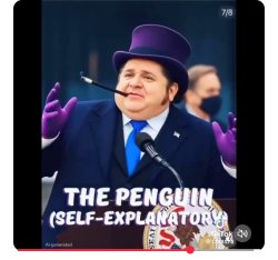 Governor JB Pritzker is the Penguin Meme Template