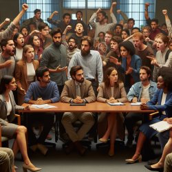 student council vs a lot of angry people. The main person looks Meme Template