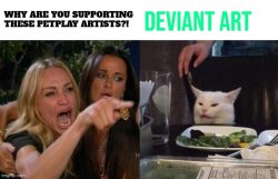 Girl vs cat (me vs deviant art) Meme Template