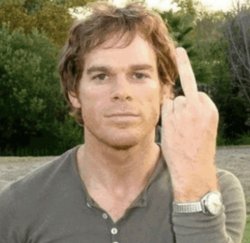 Middle finger Dexter Meme Template