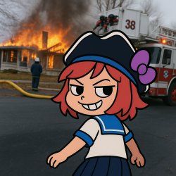 Pirate girl burn down her house Meme Template