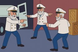 Captains pointing at each other Meme Template