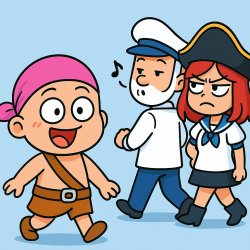 Captain looking at the girl in red Meme Template