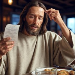 Confused Jesus holding receipt Meme Template