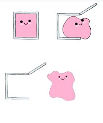 pink blob in box but he escapes the box Meme Template