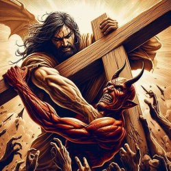 Jesus fighting Satan Meme Template