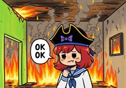 ok ok in burning ship Meme Template
