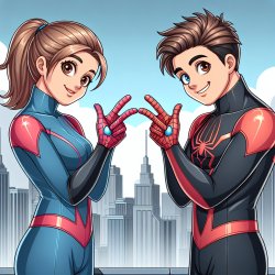 Male and female starting like spiderman pointing each other Meme Template