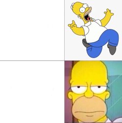 Excited to Bored Homer Simpson Meme Template
