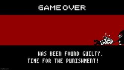 X has been found guilty. Meme Template