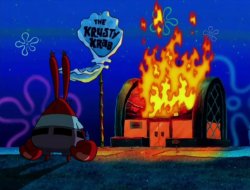 Krusty Krab on fire Meme Template