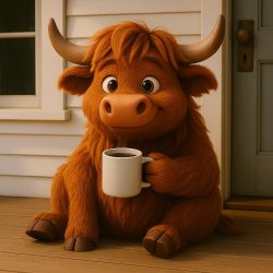 Highland cow coffee moment Meme Template
