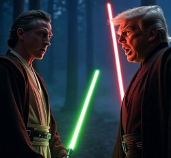Gavin Newsome Donald Trump Star Wars Jedi vs. Sith Lord Meme Template