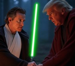 Gavin Newsome Donald Trump Star Wars Jedi vs. Sith Lord Meme Template