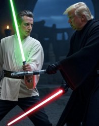 Gavin Newsome Donald Trump Star Wars Jedi vs. Sith Lord Meme Template