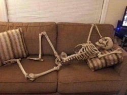 Skeleton on sofa Meme Template