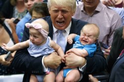 Three crying babies. One is named Trump. Meme Template