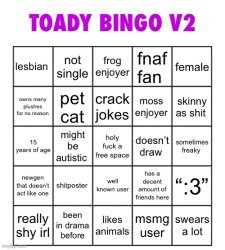 toady bingo v2 Meme Template