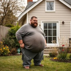 Fat Man in Back Yard Meme Template