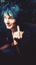 Matt bellamy blue hair era flipping you off like a sassy king Meme Template