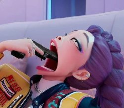 K pop demon hunter gun in mouth Meme Template