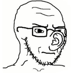 Soyjak with ear for nose Meme Template
