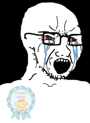Soyjak with crybaby award Meme Template