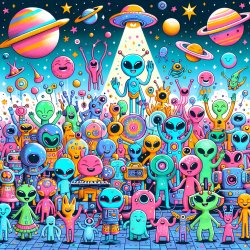 Fun Aliens arrive and start a party Meme Template