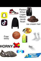 Popular middle school boy starter pack Meme Template