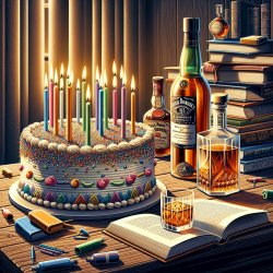 birthday , jee books , cake and whiskey bottle Meme Template