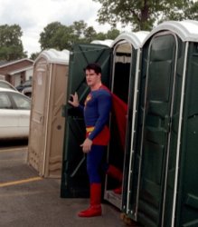 Superman port-o-potty Meme Template
