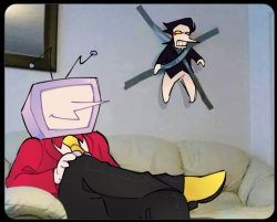 spamton taped onto the wall Meme Template
