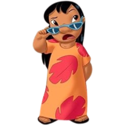 Lilo Pelekai Wearing Orange Dress With Red Leaves Meme Template
