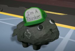 PEBBLES HAS HIS THINKING CAP Meme Template