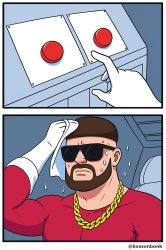 Ibiza Final Boss Two Buttons Meme Template