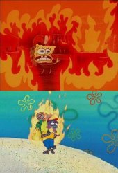 Spongebob vs fish on fire Meme Template
