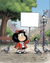 Mafalda com Cartaz Meme Template
