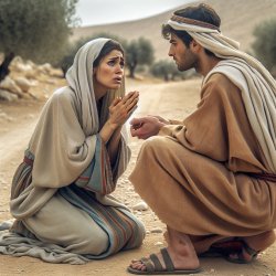 a Canaanite woman from region of Tyre and Sidon, implores Jesus Meme Template