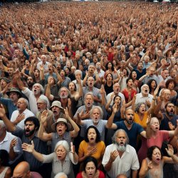 A crowd chanting Meme Template