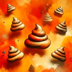 floating poop emojis on an orange background Meme Template