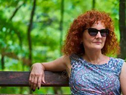 Mature Woman Redhead Bench Sunglasses Meme Template