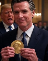 Gavin Newsome winning Nobel Peace Prize Trump crying Meme Template