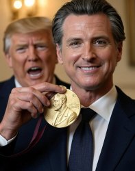 Gavin Newsome winning Nobel Peace Prize Trump crying Meme Template