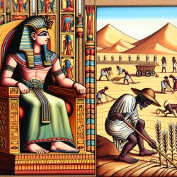 a pharaoh sitting on a throne in the top half while a slave is p Meme Template