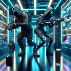 2 darker skin colored people trying to rob a store Meme Template