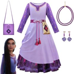 Disney Movie Wish Asha Cosplay Costume Asha Princess Purple Long Meme Template