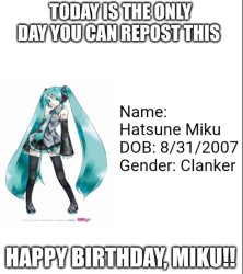 happy birthday Miku Meme Template